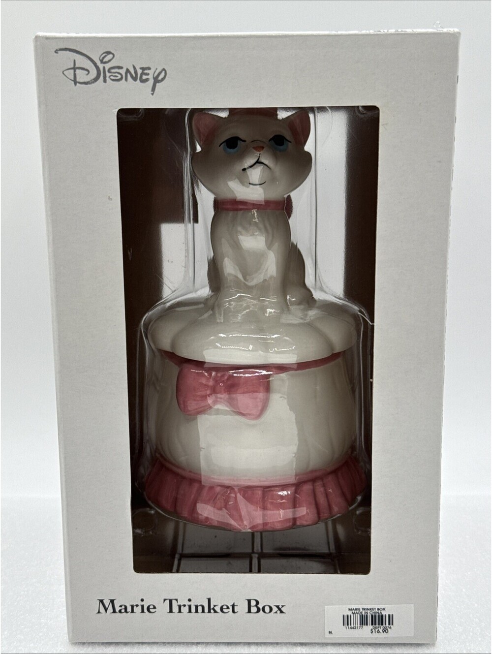 Disney The Aristocrats Marie Trinket Jewelry 2019 Ceramic Box White Pink Cat 6”